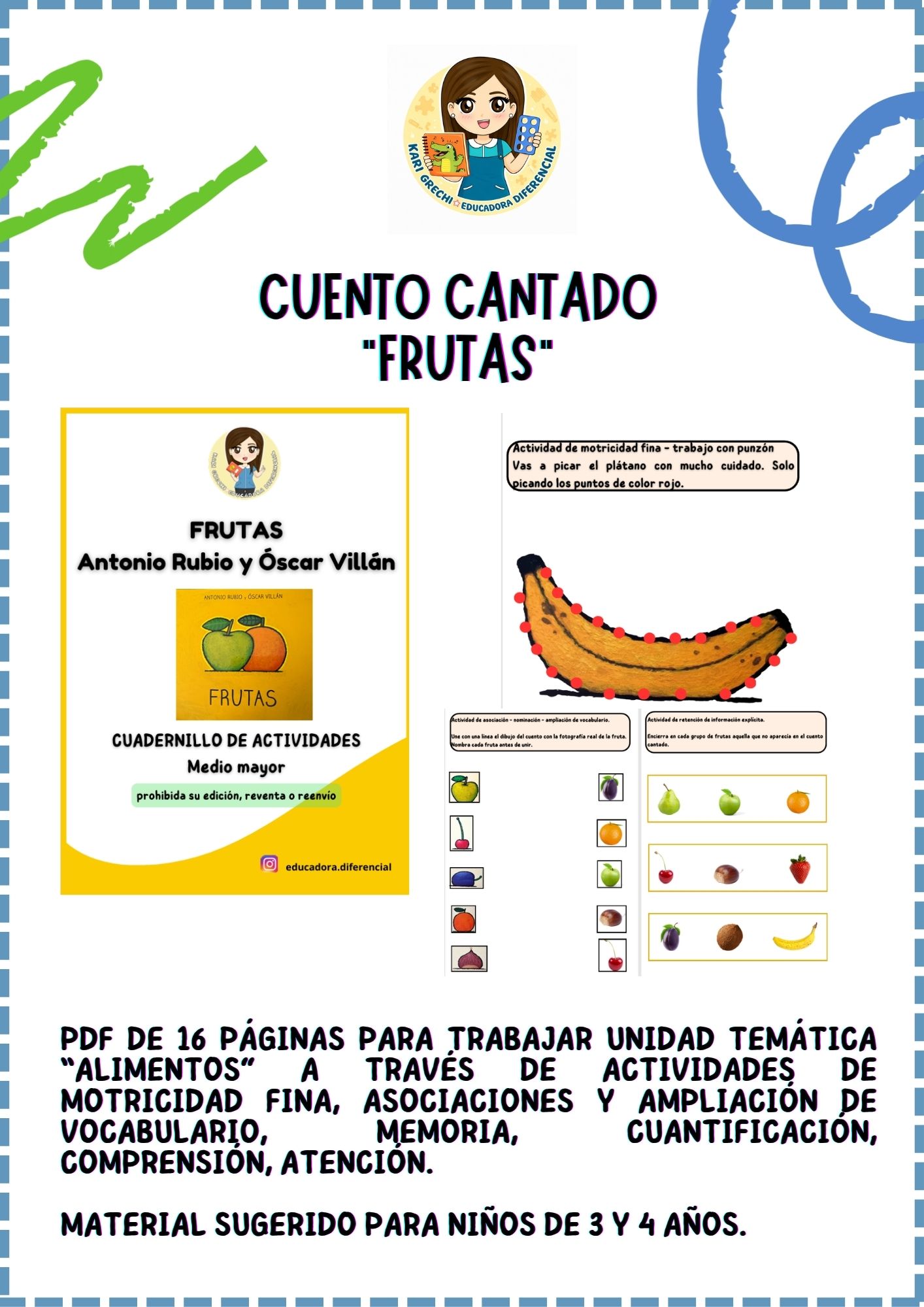 Ficha del catálogo: cuento cantado frutas