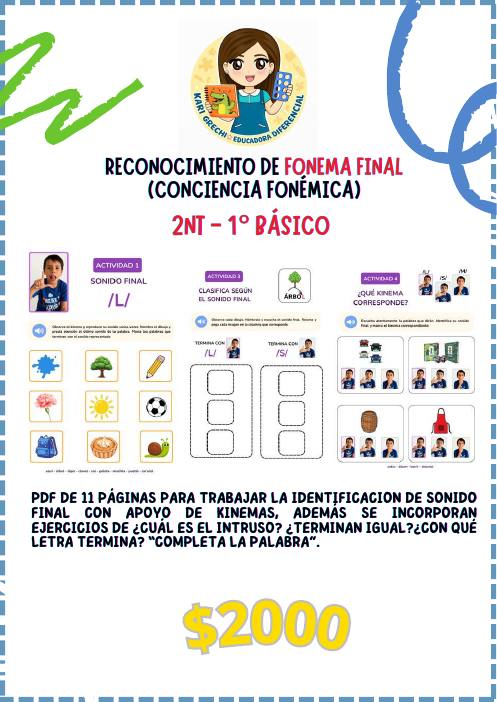Ficha del catálogo: Reconocimiento de fonema final