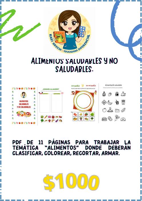 Ficha del catálogo: Alimentos saludables y no saludables