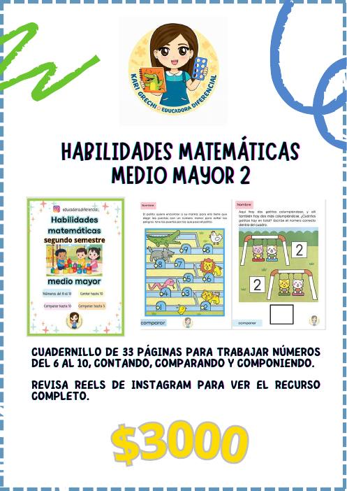 Ficha del catálogo: Habilidades matemáticas medio mayor 2