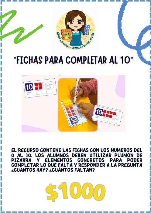 Ficha del catálogo: Fichas para completar al 10