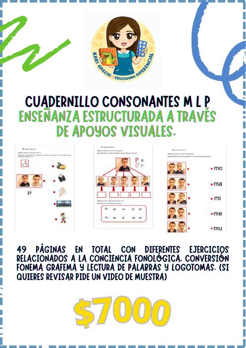 Ficha del catálogo: Cuadernillo consonantes M L P