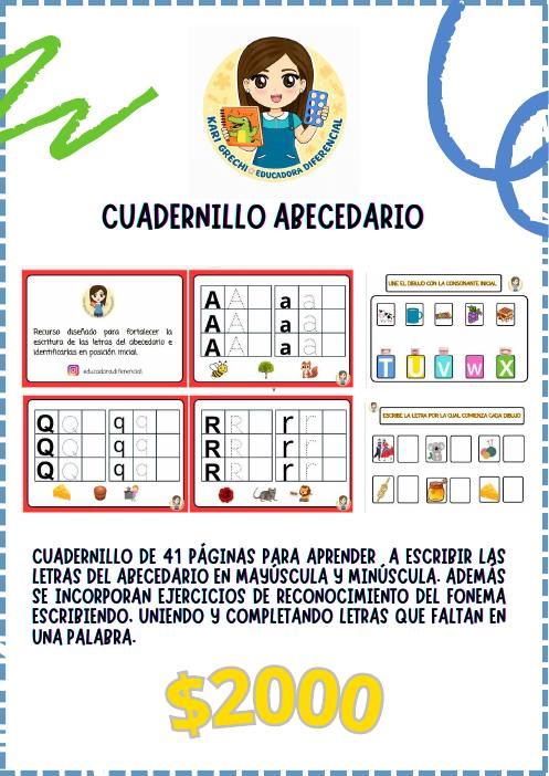 Ficha del catálogo: Cuadernillo abecedario