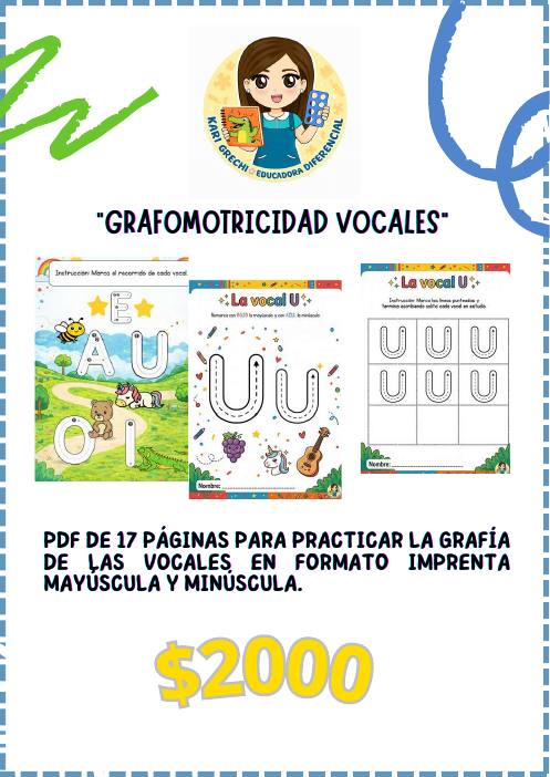 Ficha del catálogo: Grafomotricidad vocales