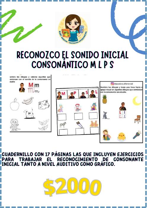Ficha del catálogo: Reconozco el sonido inicial consonántico M L P S