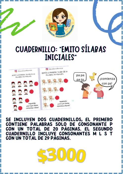 Ficha del catálogo: Cuadernillo emito sílabas iniciales
