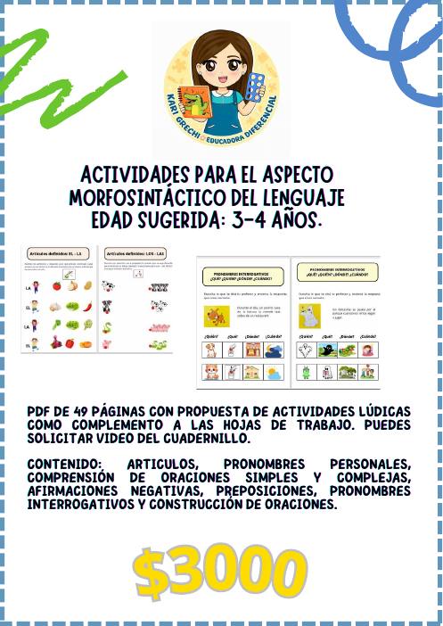 Ficha del catálogo: Actividades para el aspecto morfosintáctico