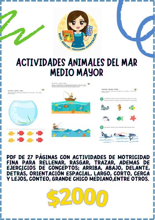 Ficha del catálogo: Actividades animales del mar