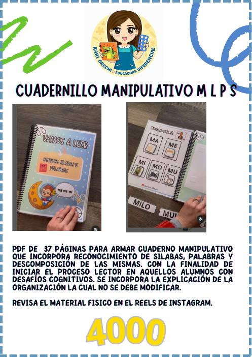 Ficha del catálogo: Cuadernillo manipulativo M L P S